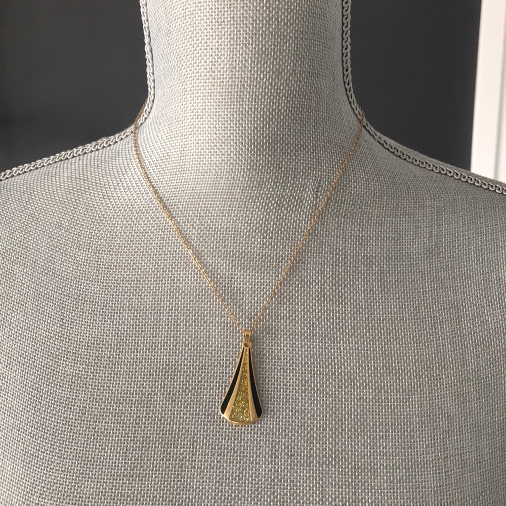 Vintage Art Deco Gold and Black Necklace